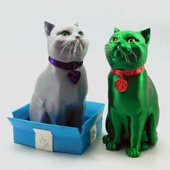 single_extrusion1.jpg STL file SCHRODINKY: BRITISH SHORTHAIR CAT IN A BOX – 3D PRINTABLE, MULTI PART MODEL - SINGLE EXTRUSION PACKAGE・Template to download and 3D print
