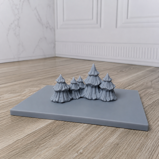 Matriz 3D para molde de silicona – 5 Pinos Navideños / 3D Matrix for Silicone Mold – 5 Christmas Trees