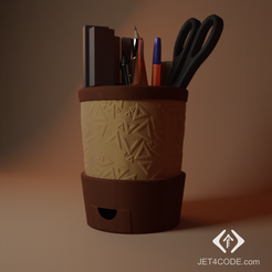 Prev_Render_2.png Fichier STL Organisateur de bureau à cylindre avec tiroir・Design à télécharger et à imprimer en 3D