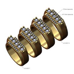 Iced-Recta-stepped-signet-size7to10-00.jpg STL file Iced diamond stepped rectangular signet US sizes 7to10 3D print model・3D printing design to download