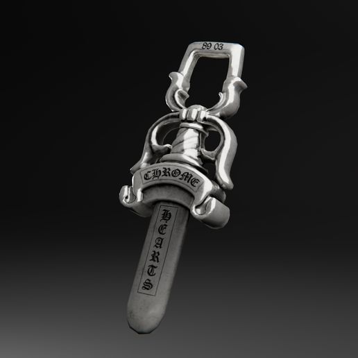 🥰 Chrome Hearts Dagger Pendant・ OBJ File for 3D printing・Cults