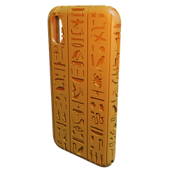 untitled.png STL file Iphone X Xs with Egyptian pharoah hieroglyphs writing cover・3D print object to download