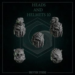 heads-pack10.jpg 3D file Heads and Helmets 10・3D print object to download