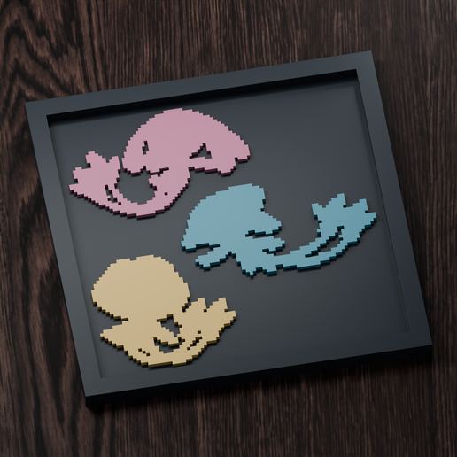 Lake Guardians - Pokemon Silhouette Frame | Gen 4 sprite style | STL