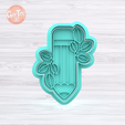 1.1463.png PENCIL WITH LEAVES Cutter with Stamp / Cookie Cutter PENCIL WITH LEAVES