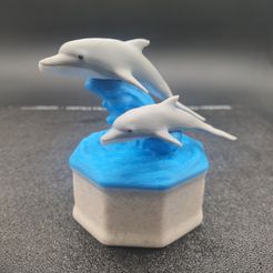 20230623_161223.jpg STL-Datei Delphine reiten eine Welle Home Decor・Vorlage für 3D-Druck zum herunterladen