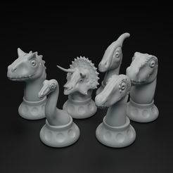 Dino_chess_2.jpg 3D file Cute dinosaur chess pieces set・3D printer design to download