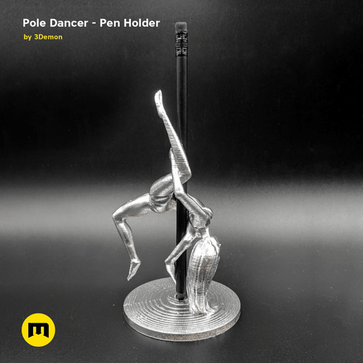 exposure_main_silver_square_pole_dancer.png Télécharger le fichier STL Pole Dancer - Porte-stylo • Objet pour imprimante 3D, 3D-mon
