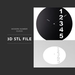 MODERN NUMBER CLOCK 3D STL FILE Télécharger le fichier STL Numéros, horloge murale minimale • Objet imprimable en 3D, cyber_dogo
