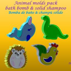 ANIMALS.jpg Archivo STL ANIMAL MOLDS PACK 3: BATH BOMB, SOLID SHAMPOO・Objeto imprimible en 3D para descargar