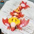 9.png Fichier 3D ROSE Bébé dragon Wyvern, mignon, articulé, facile à imprimer.・Idée pour impression 3D à télécharger