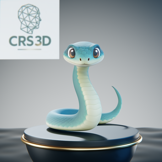 Cute Chibi Snake Kawaii Blue Serpent Reptile Figurine