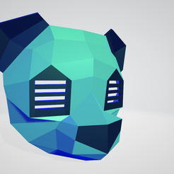 oso.png STL file Low poly panda bear mask, costume, divided・3D printing idea to download