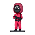 model-17.png Masked Guard (Triangle) – Squid Game Chibi Soldier Figure (Fan Art)