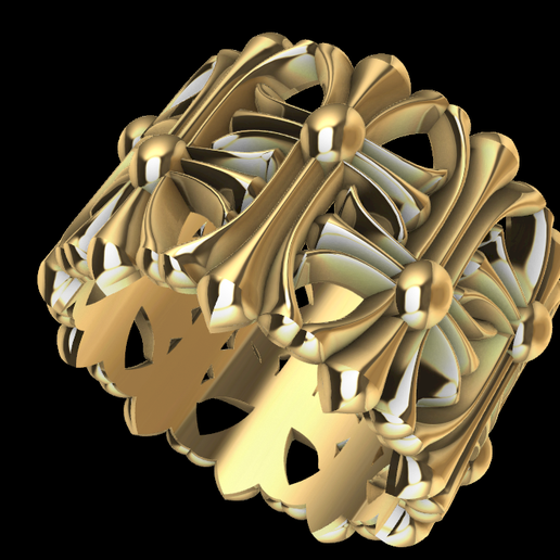 render-2.png Chrome Hearts 双十字戒指误差 16 心 3D 打印模型