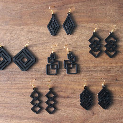 Geometric earrings collection 3D model