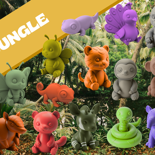 Cute Mini Jungle Animals – Commercial Set