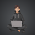 149.png Stylised Teen Boy with Laptop