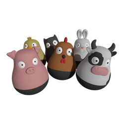 wobbleAnimal_01.png STL file Wobble Animal Set・Design to download and 3D print
