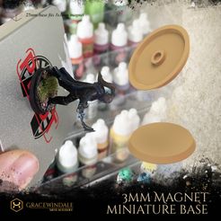 Gracewindale-base-0.jpg Free STL file Magnet Miniature Base・3D printing idea to download