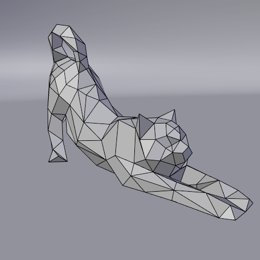 04.png Free STL file Stretching cat low poly・3D printing idea to download, Vincent6m