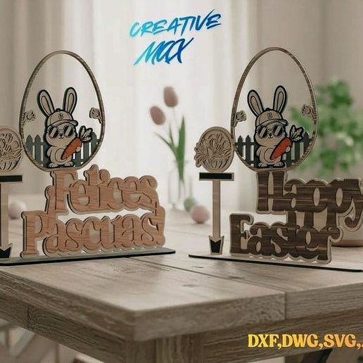 Easter Bunny Tabletop Stands - Digital Laser Cut Files