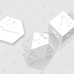 D2 D6 D20 - Magic Wand.jpg STL file D2, D6 and D20 - Magic Wand Symbol Logo・3D printing template to download