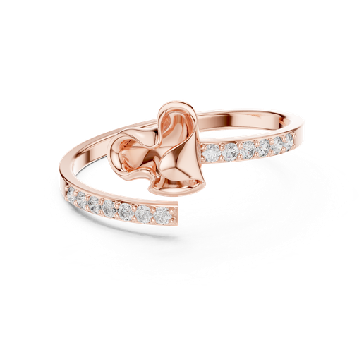 Sculptural Floral Ribbon Pave Open Ring 3D Model