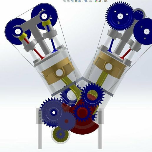 💭 V2 Sports Motorbike Engine・Free 3D File for ・Cults
