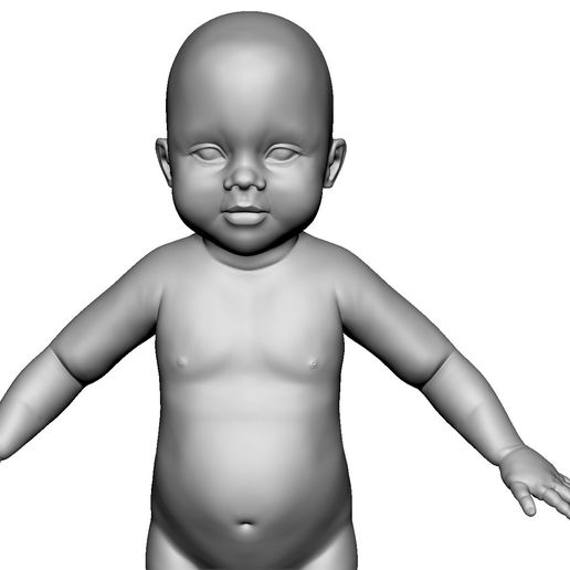 T_pose_baby_preview4.jpg Baby in T Pose Quad Mesh avec 5 niveaux de subdivision.
