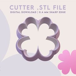 FLD20019.jpg Four Leaf Clover Polymer Clay Cutter | Clover Cookie Cutter | Digital STL File