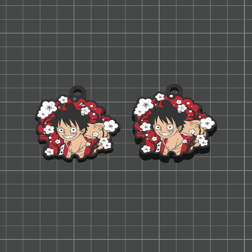 Luffy - One piece x 2 (One and Mirror Sided versions) Anime Keychains Collection - 4 Color 3MF for AMS Printers