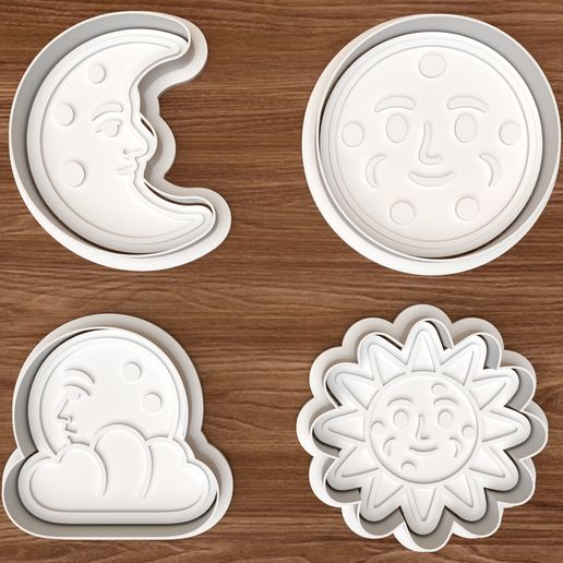 Retro Halloween Moon Faces Cookie Cutter Set