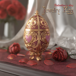 Valentine's-Egg-Showcase-01.png STL file Jewelry gift box - Fabergé Egg - Valentine's Day・Model to download and 3D print
