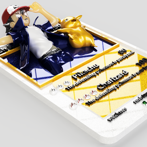 3D Pokemon card Ash trainer STL File for Cults