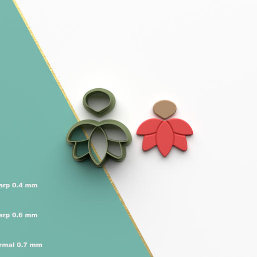 Polymer Clay Cutters Lotus J1 | 5 Size 3 Cutter Versions | Floral Cutter | Digital Files for 3D Printing 3D model