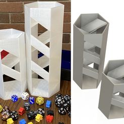 IMG_3168.jpg Free 3D file Hexagon Dice Tower - Double spiral / helix dice roll - with Windows・Template to download and 3D print