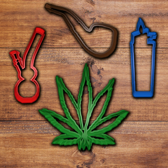todo.png STL-Datei Weed (Marihuana) cookie cutter set・3D-druckbare Vorlage zum herunterladen, davidruizo