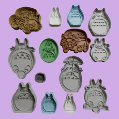 push-diseño.png STL file Totoro Set x14・Model to download and 3D print