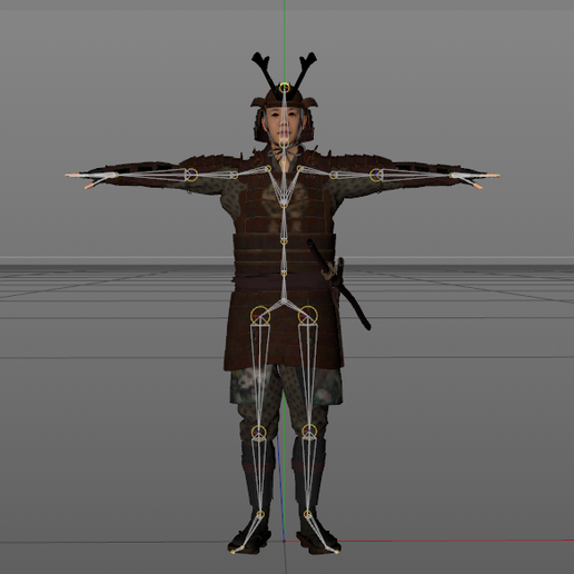 🗡️ Samurai Rigged・Free 3D File for ・Cults