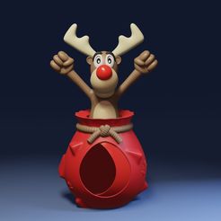 reno-1.jpg STL file christmas reindeer container・3D print object to download