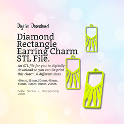 Cover-7.png Rectangle Diamond Earring Charm STL File - Digital Download -8 Tamaños- Collar Pendiente Llavero Diseño Moderno