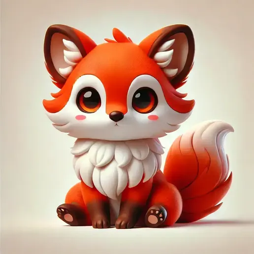 Cute Cartoon Fox 3D Model (STL, OBJ, Textures) - 3D model önizlemesi