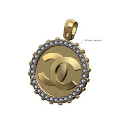 Chanel-Screw-3mmDiamond-pendant-bail-00.jpg Screw CC fashion brand diamond pendant with bail 3D print model