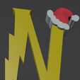 N.png HARRY POTTER STYLE LETTER N WITH CHRISTMAS HAT + KEY CHAIN