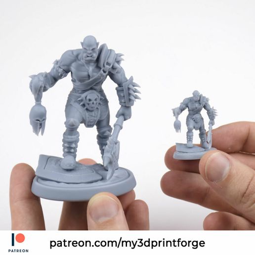 Ork Warrior STL 32mm and 75mm pre-supported - 3D model önizlemesi