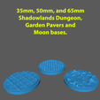 35mm, 50mm, and 65mm Shadowlands Dungeon, Garden Pavers and Moon bases. Marvel Crisis Protocol Bases, Debris, and Terrain - pack 2