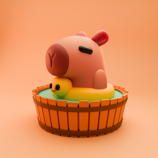 🦆 Capybara Bathing Figure・ STL File for 3D printing・Cults