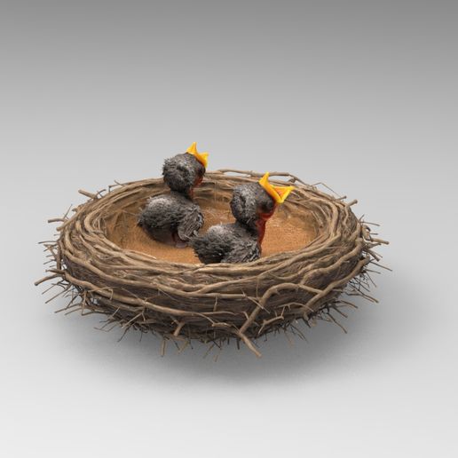 1/32 Scale Newborn Baby Bird in Nest Looking Up - Realistic Nestling Figure for Slot Car Diorama, Nature Scene & Miniature Display
