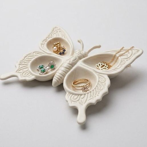 Butterfly Trinket Dish - Elegant Jewelry Tray, Desk and Ring Organizer,Engagement Gift